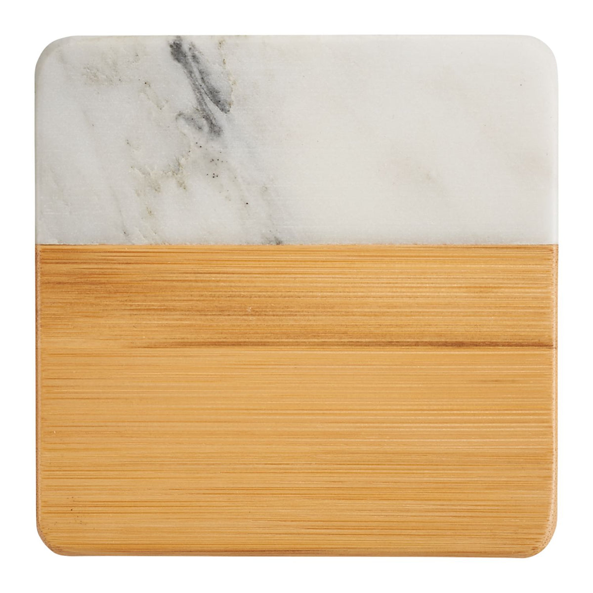 Marble and Bamboo Coaster Set
